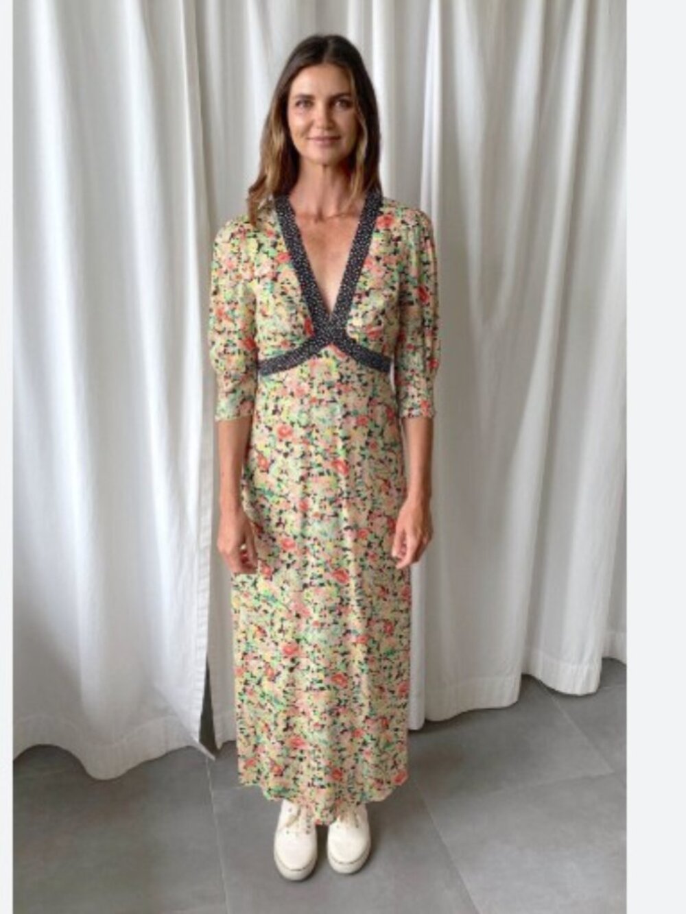 RARE RIXO London Deanna Dress - Black Summer Meadow Dot Mix - Size Small - Picture 2 of 3